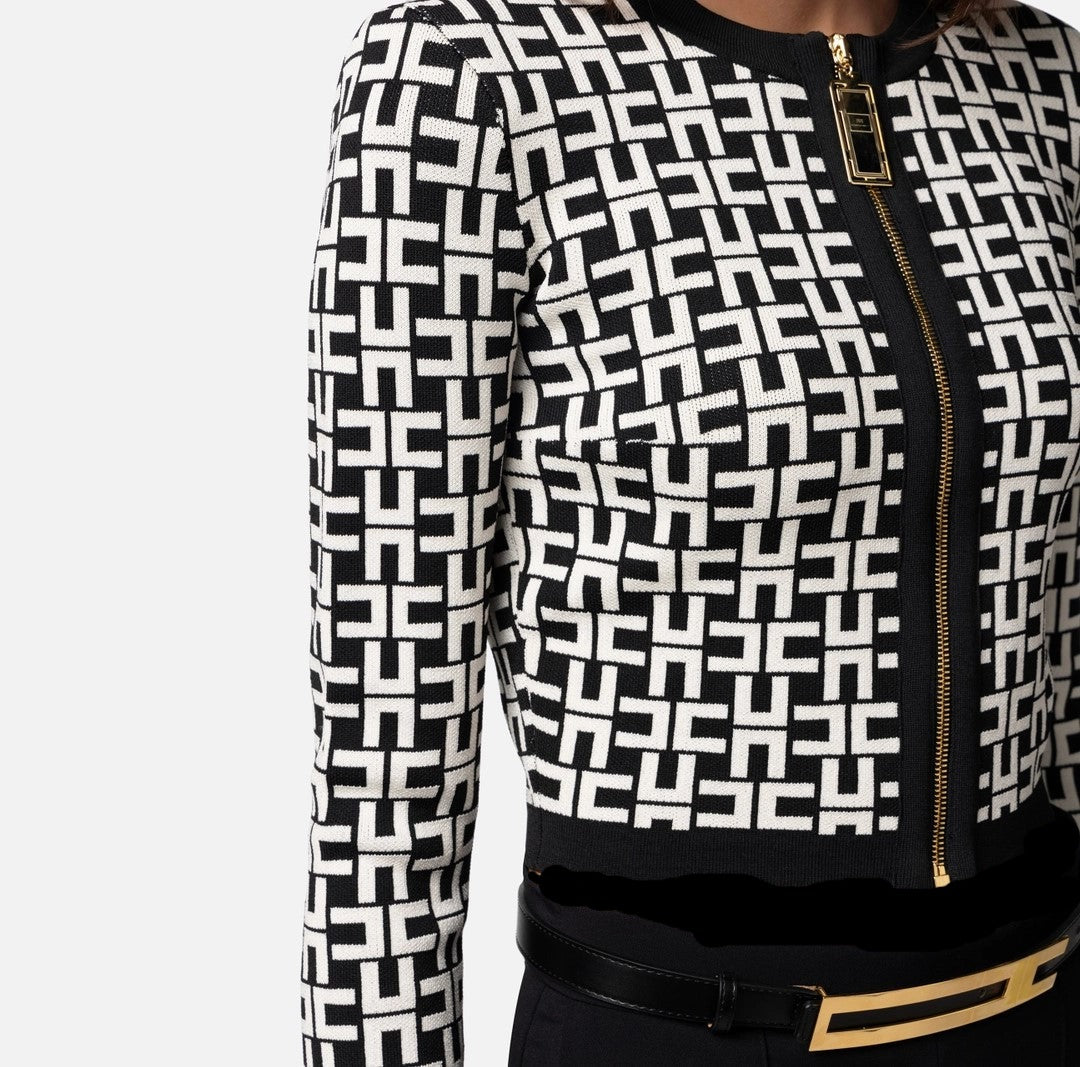 ELS-MK24Z41E2 BLACK&BEIGE CARDIGAN