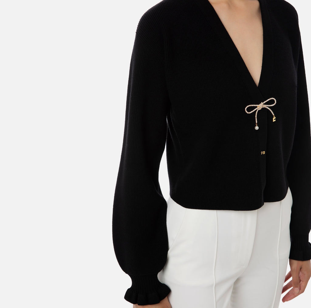 ELS-MK26S37E2 BLACK BOWS CARDIGAN