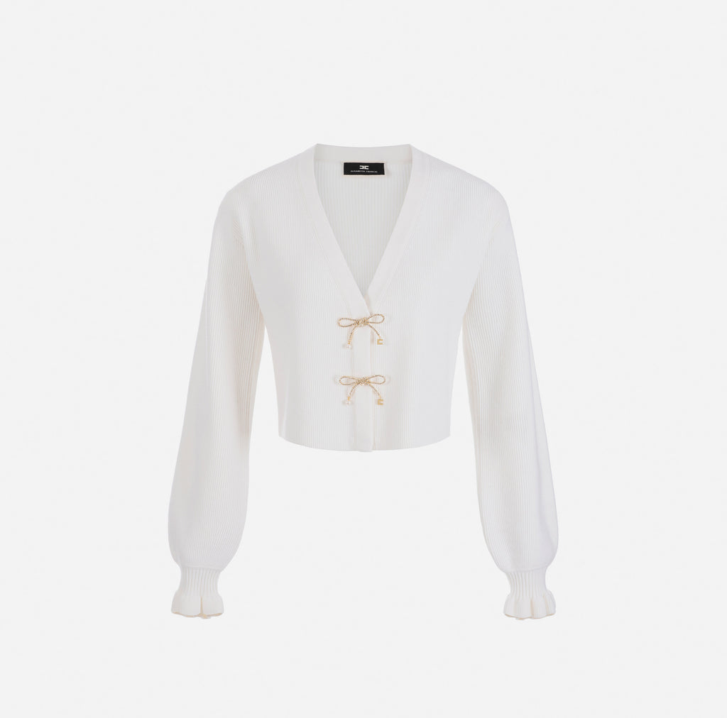 ELS-MK26S37E2 CREAM BOWS CARDIGAN