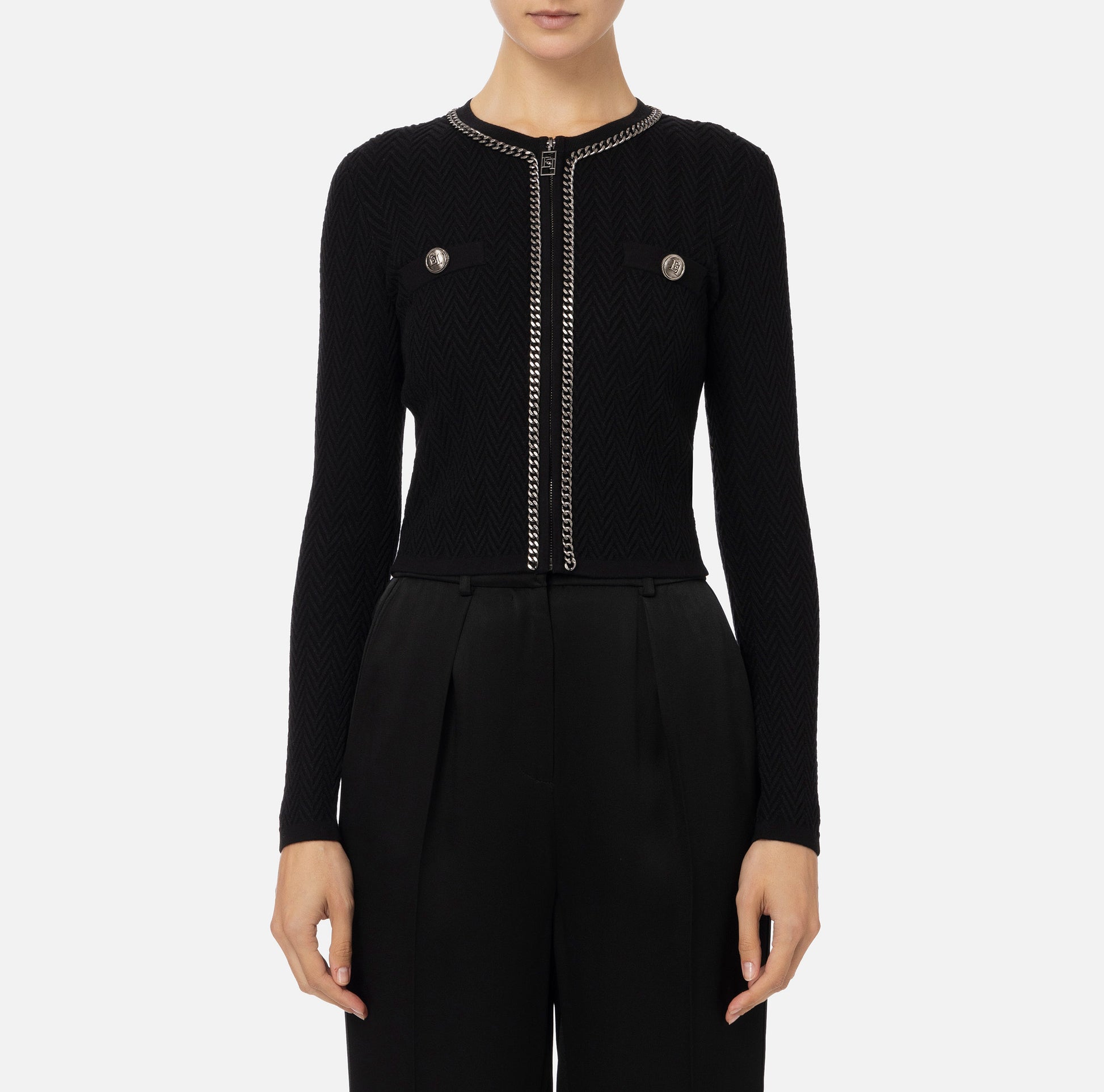 ELS-MK30B47 BLACK CHAIN ZIP TOP