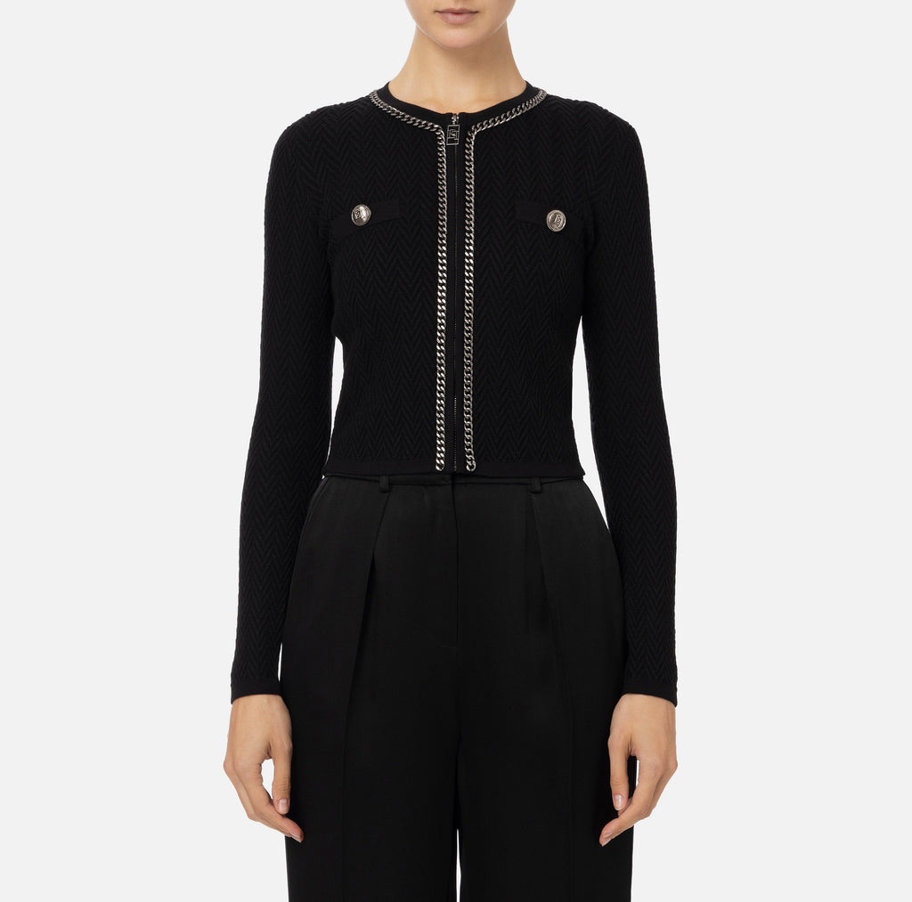 ELS-MK30B47 BLACK CHAIN ZIP TOP