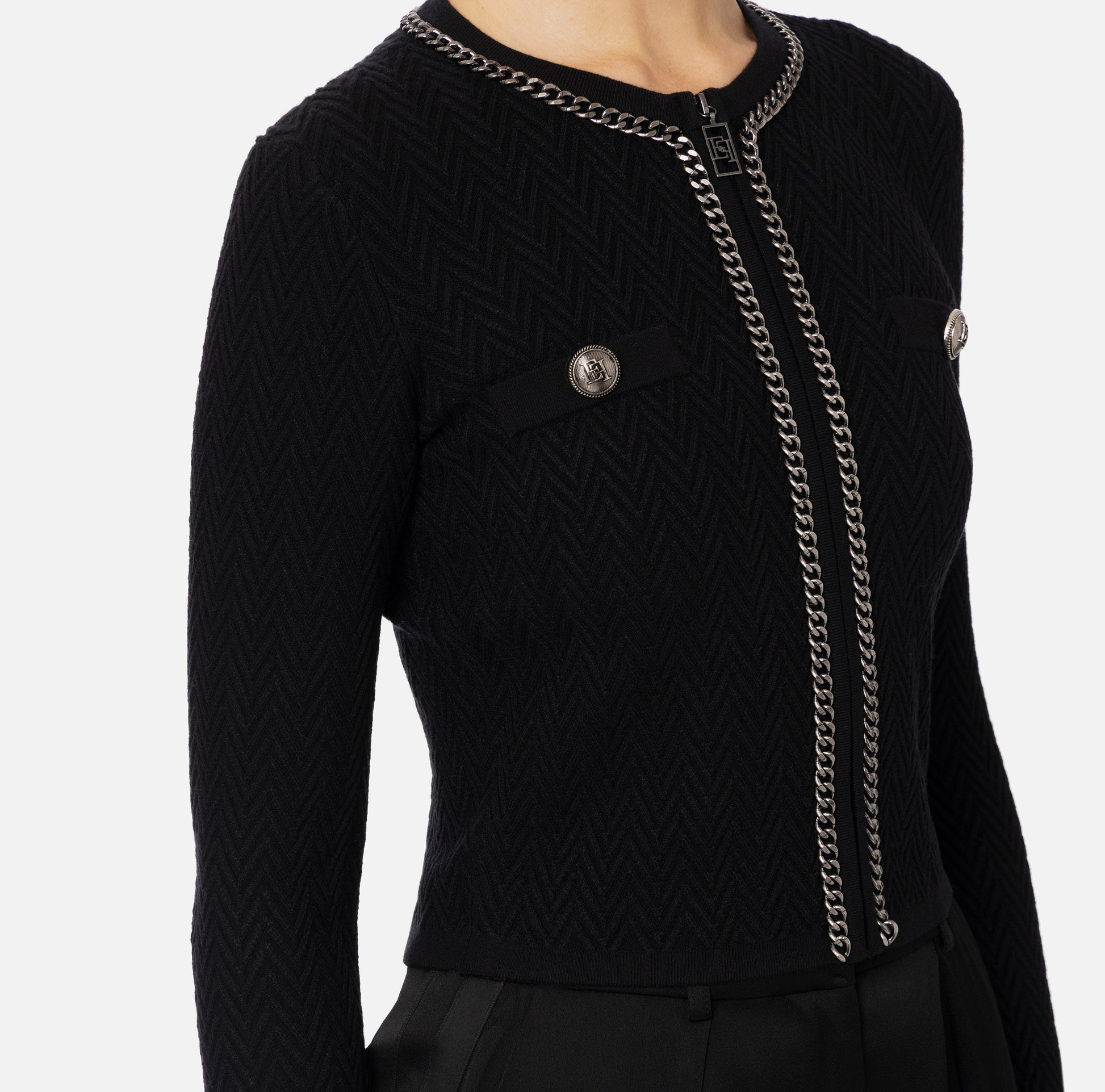 ELS-MK30B47 BLACK CHAIN ZIP TOP