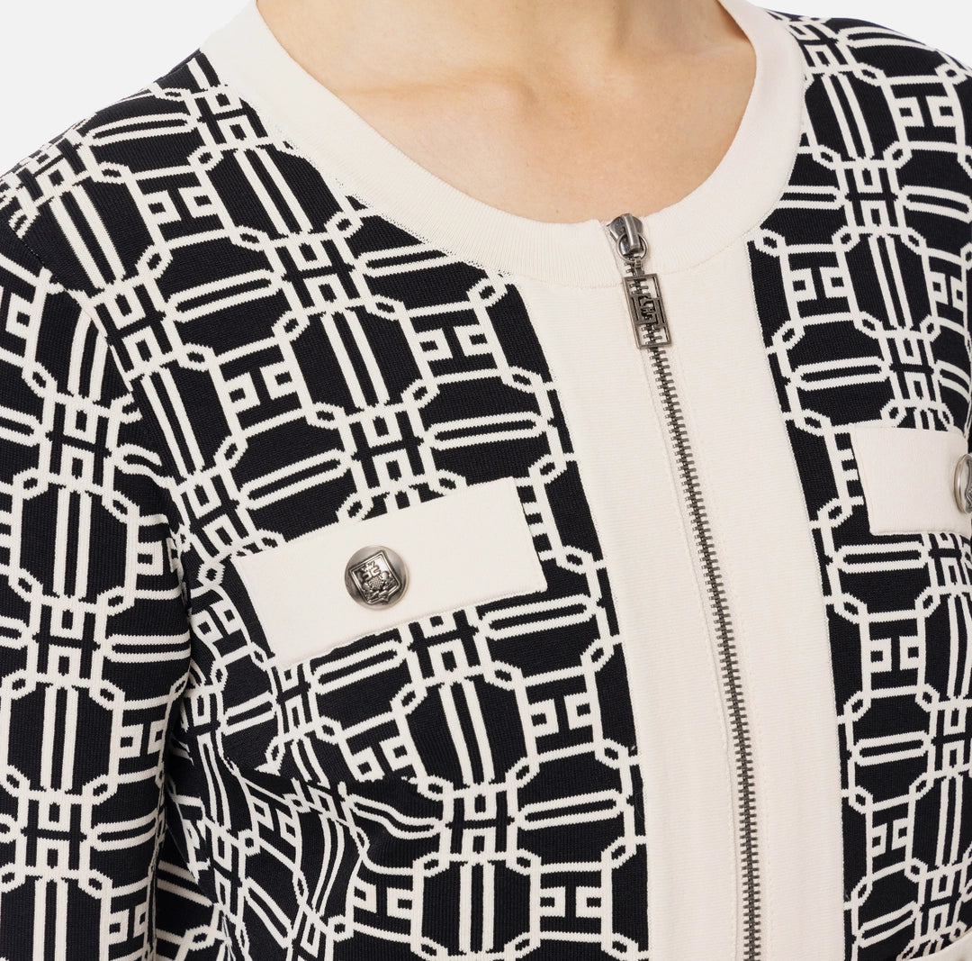 ELS-MK32B47 BLACK&BEIGE PRINT TOP