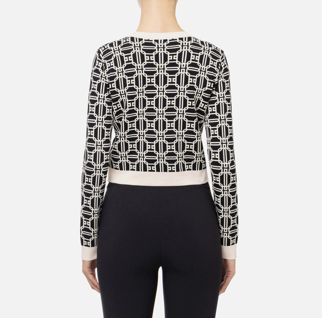ELS-MK32B47 BLACK&BEIGE PRINT TOP