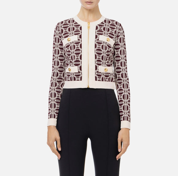 ELS-MK32B47 BURGANDY&BEIGE PRINT TOP