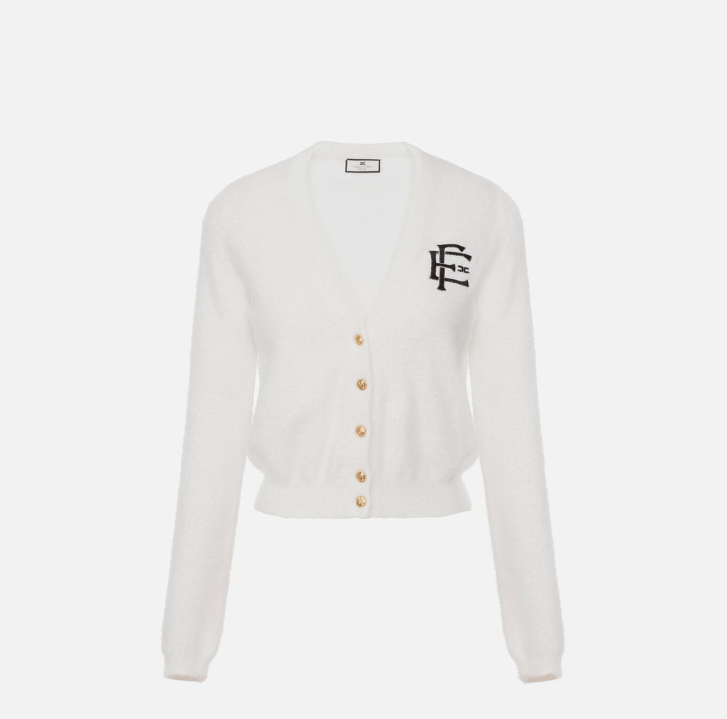 ELS-MK32M37E2 CREAM&BLACK LOGO CARDI