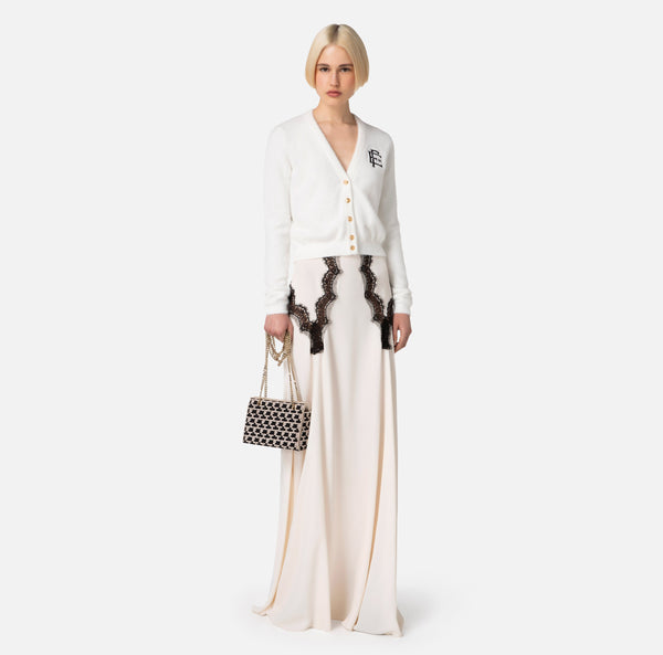 ELS-MK32M37E2 CREAM&BLACK LOGO CARDI