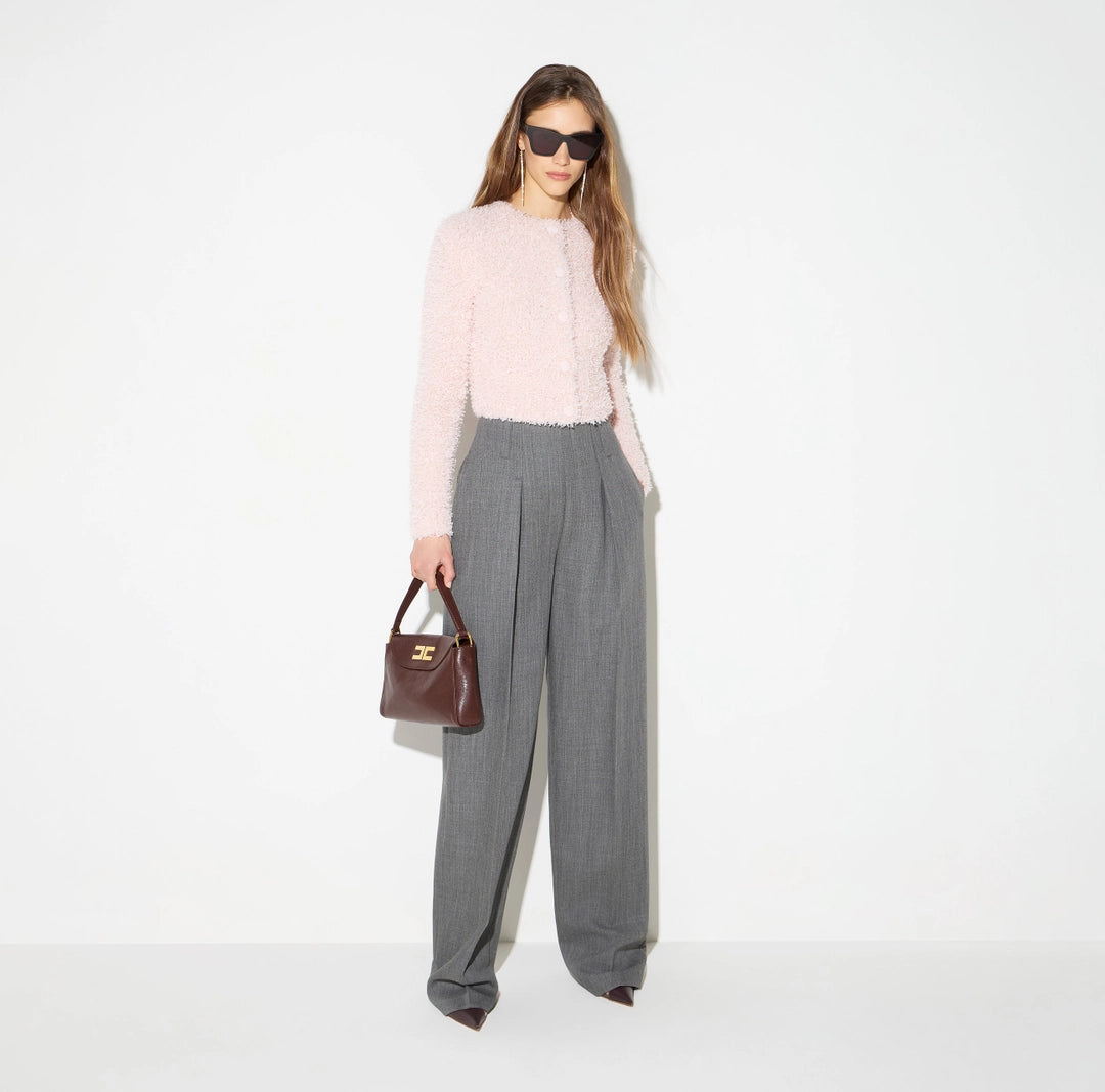 ELS-MK34T67 MARSHMALLOW FLEECE CARDIGAN