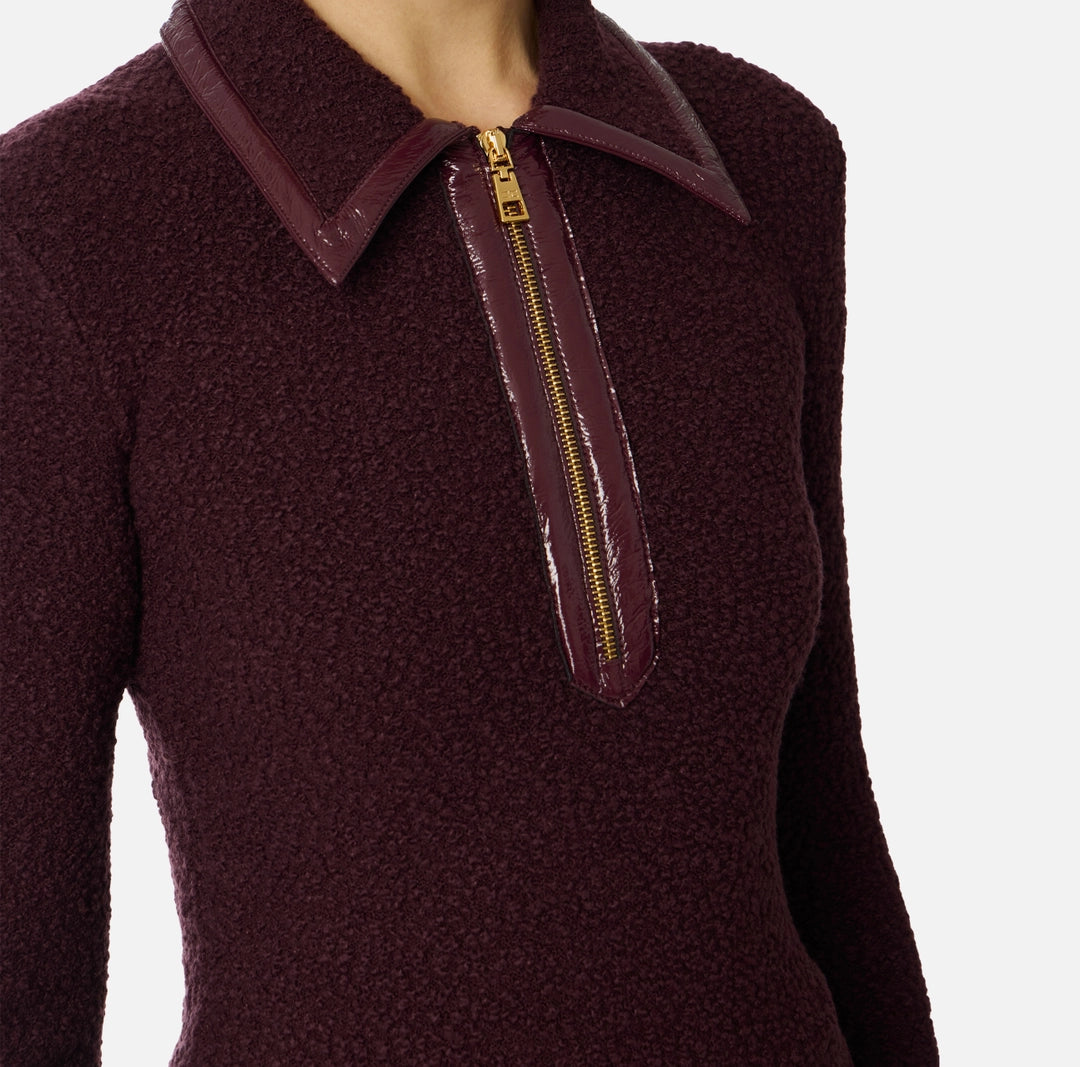 ELS-MK37S57 BURGANDY BOUCLÉ KNIT TOP