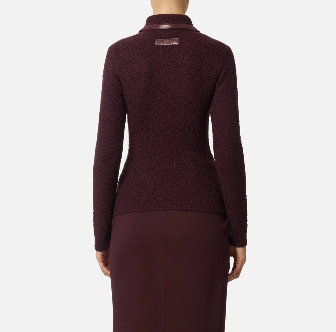 ELS-MK37S57 BURGANDY BOUCLÉ KNIT TOP