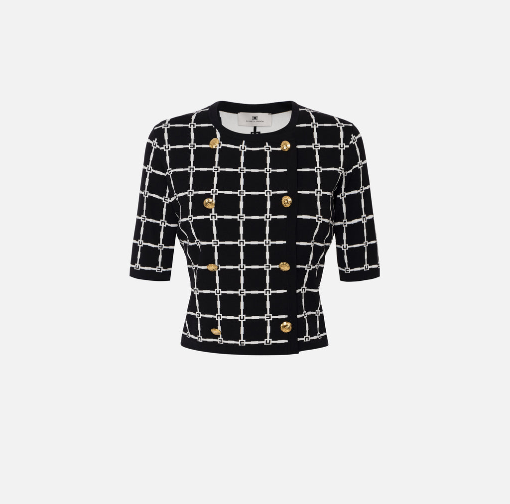 ELS-MK60B51 BLACK&CREAM LOGO BUTTON TOP