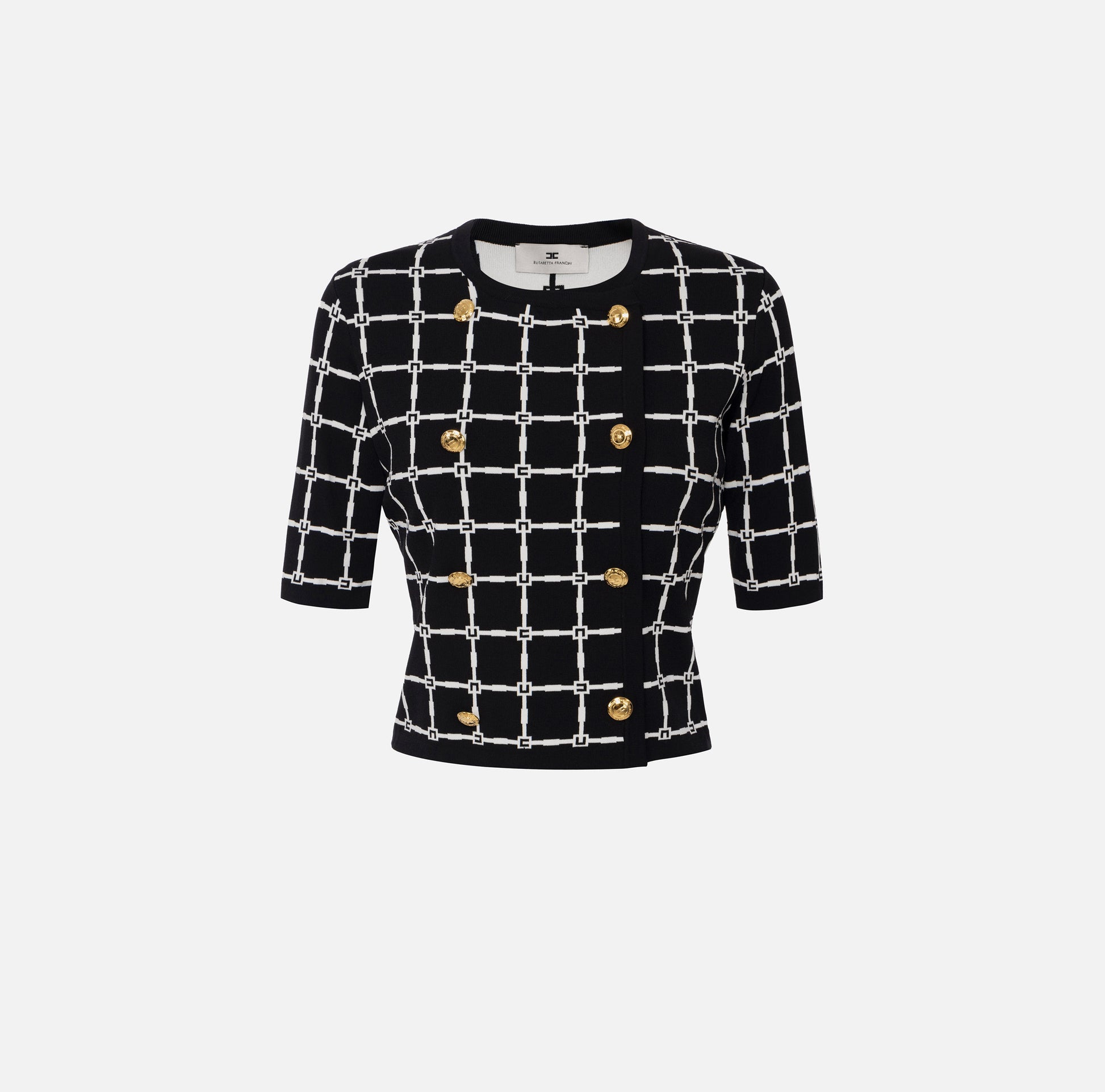 ELS-MK60B51 BLACK&CREAM LOGO BUTTON TOP