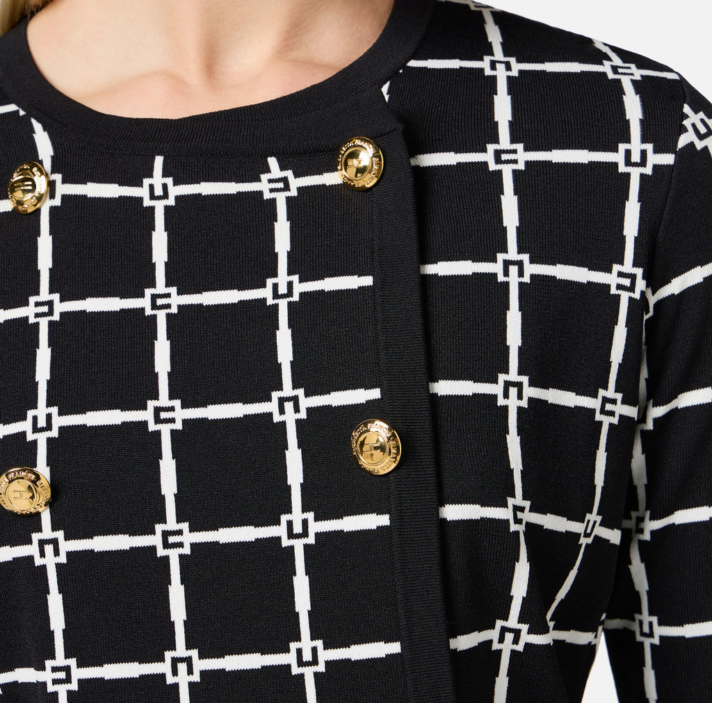 ELS-MK60B51 BLACK&CREAM LOGO BUTTON TOP