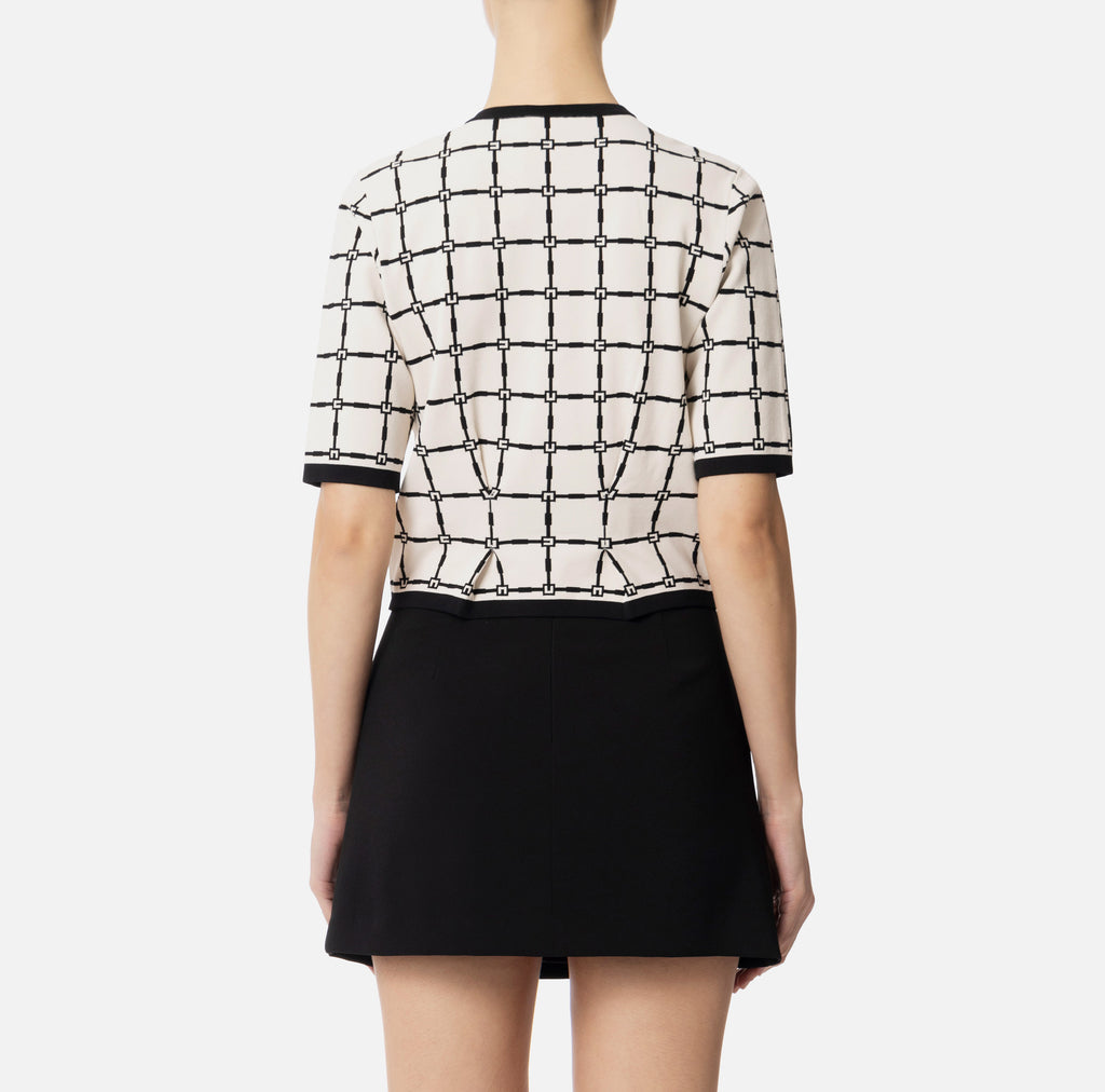ELS-MK60B51 CREAM&BLACK LOGO BUTTON TOP