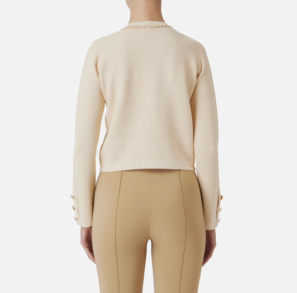 ELS-MK63B46 CREAM CHAIN CARDIGAN