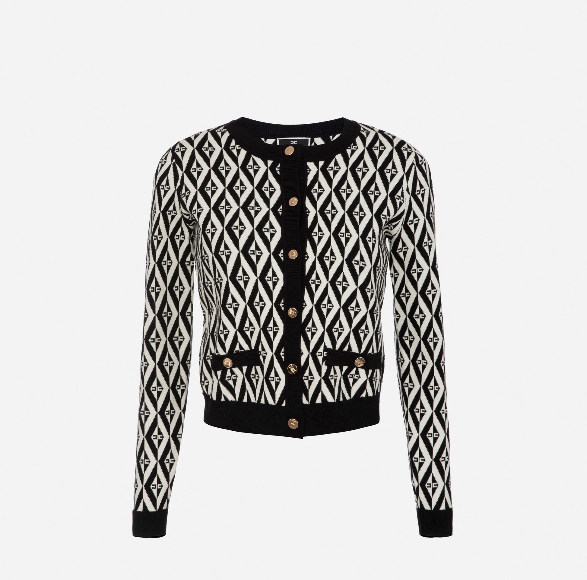 ELS-MK64B36E2 BLACK&CREAM CARDIGAN