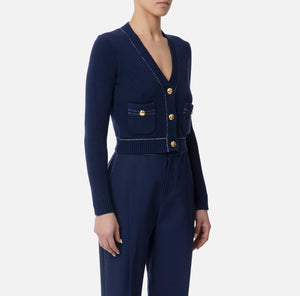 ELS-MK81Q52 BLUE CROP CARDIGAN