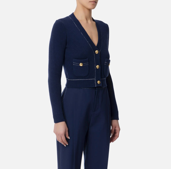 ELS-MK81Q52 BLUE CROP CARDIGAN