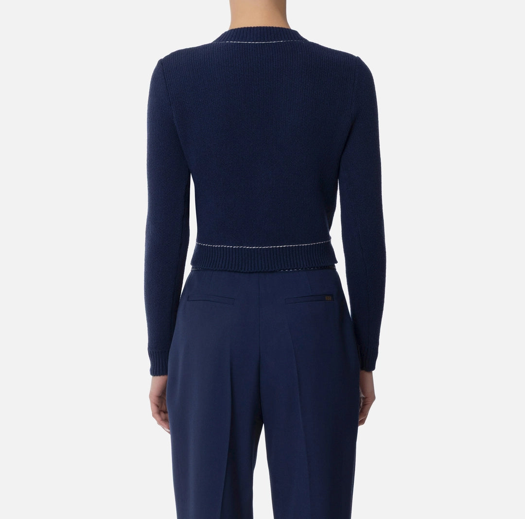 ELS-MK81Q52 BLUE CROP CARDIGAN
