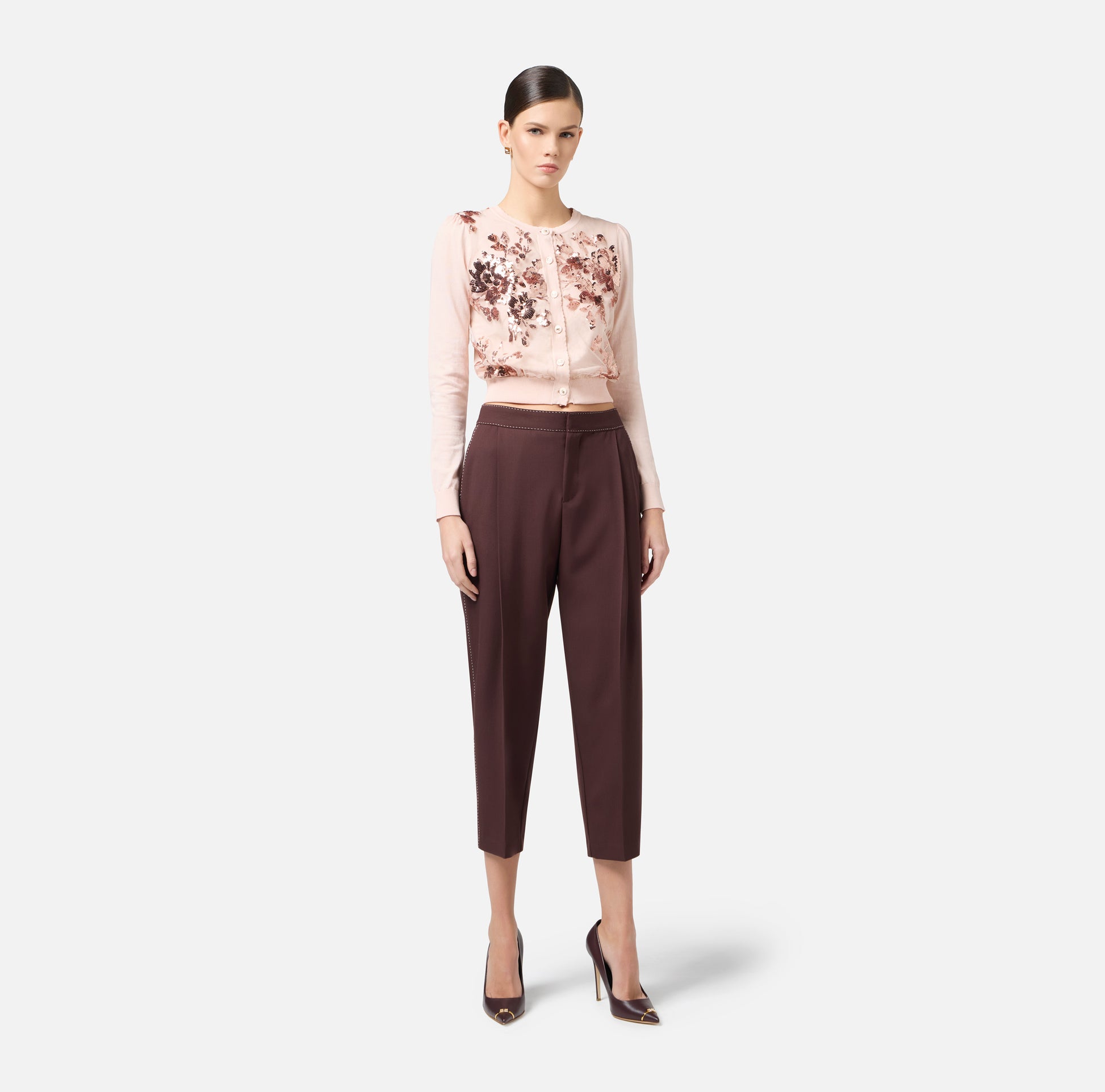 ELS-MK82S52 ROSE EMBELLISHED CARDIGAN