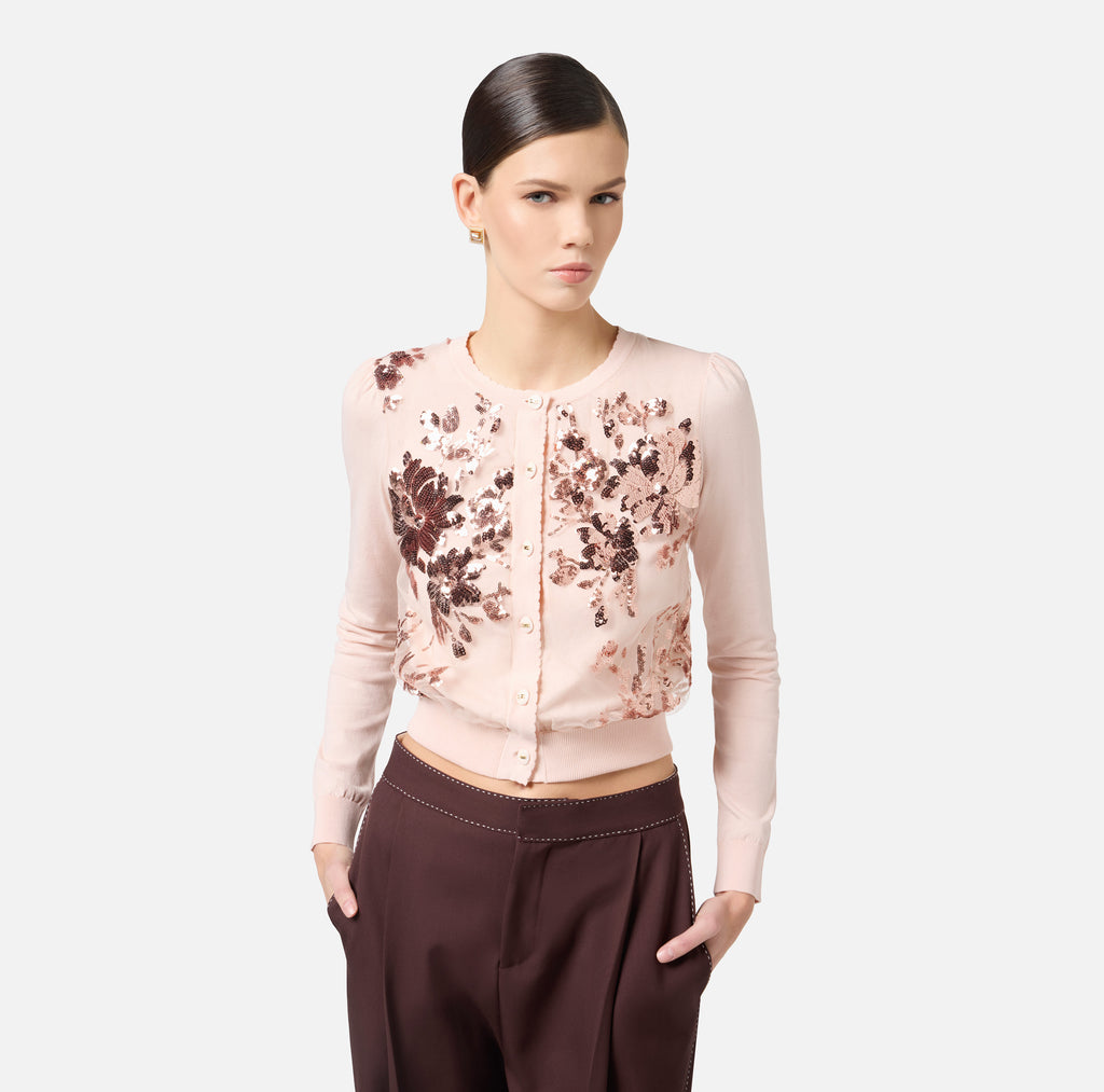 ELS-MK82S52 ROSE EMBELLISHED CARDIGAN