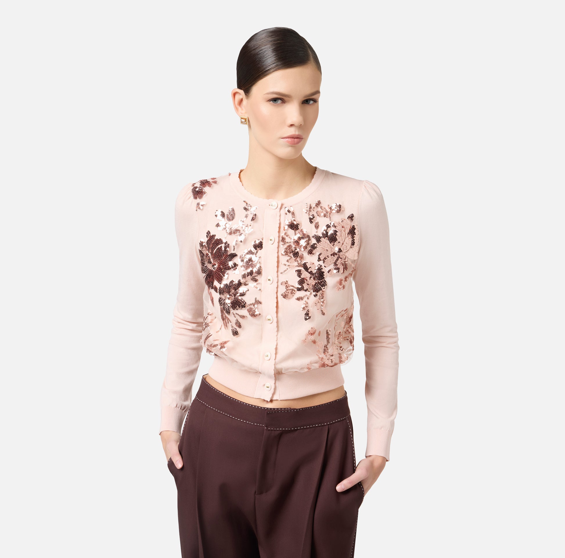 ELS-MK82S52 ROSE EMBELLISHED CARDIGAN