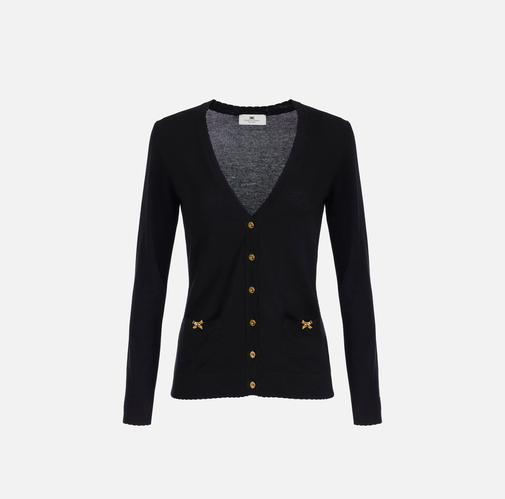 ELS-MK84T52 BLACK BUTTON CARDIGAN
