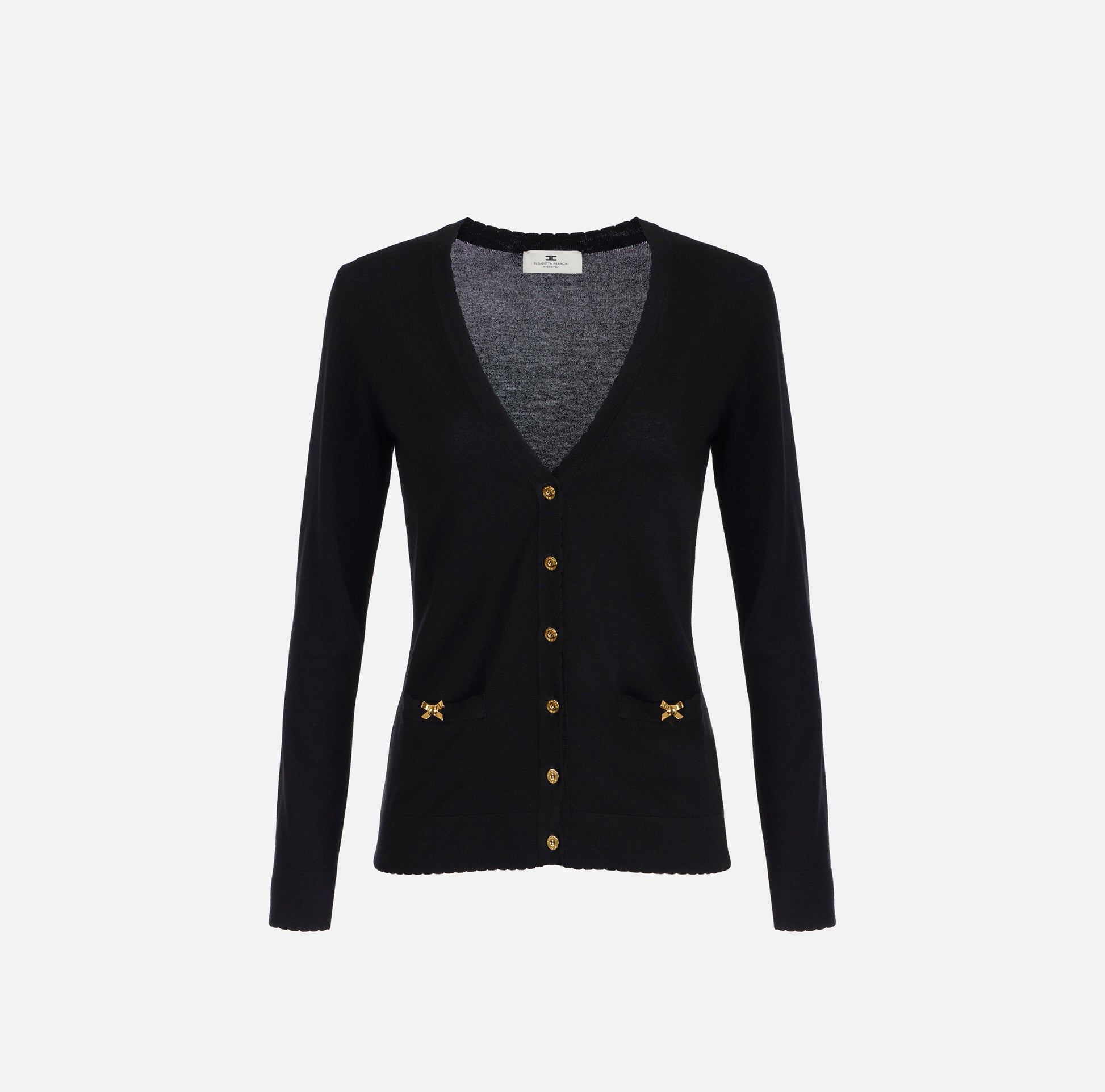 ELS-MK84T52 BLACK BUTTON CARDIGAN