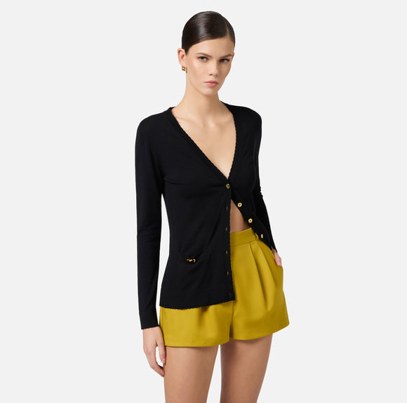 ELS-MK84T52 BLACK BUTTON CARDIGAN
