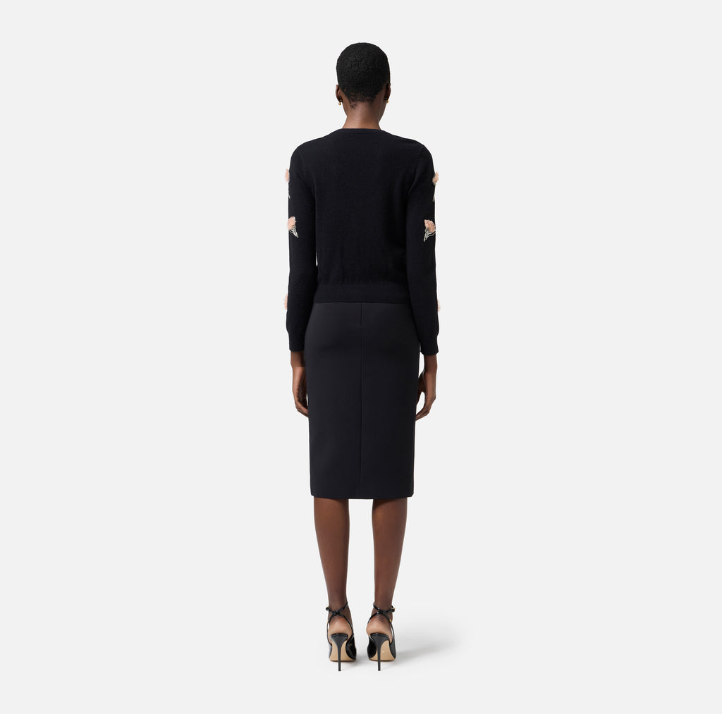 ELS-MK84T52 BLACK BUTTON CARDIGAN