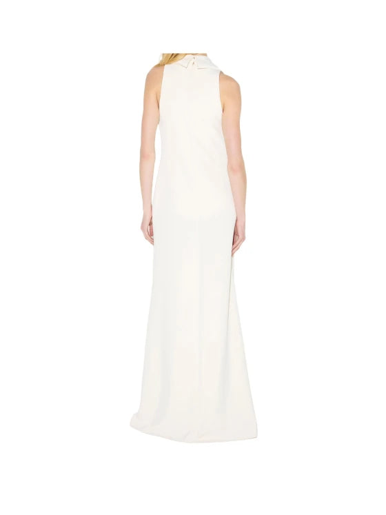 ELS-ABR1667 IVORY EMBROIDERIES CREPE DRESS