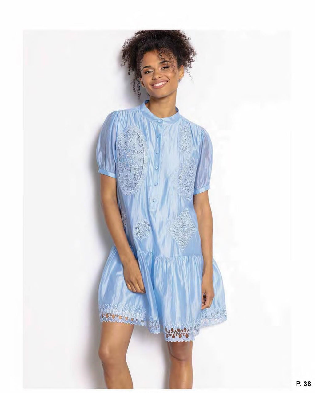 DRC-D230VW72 MONY BLUE COTTON&LACE DRESS