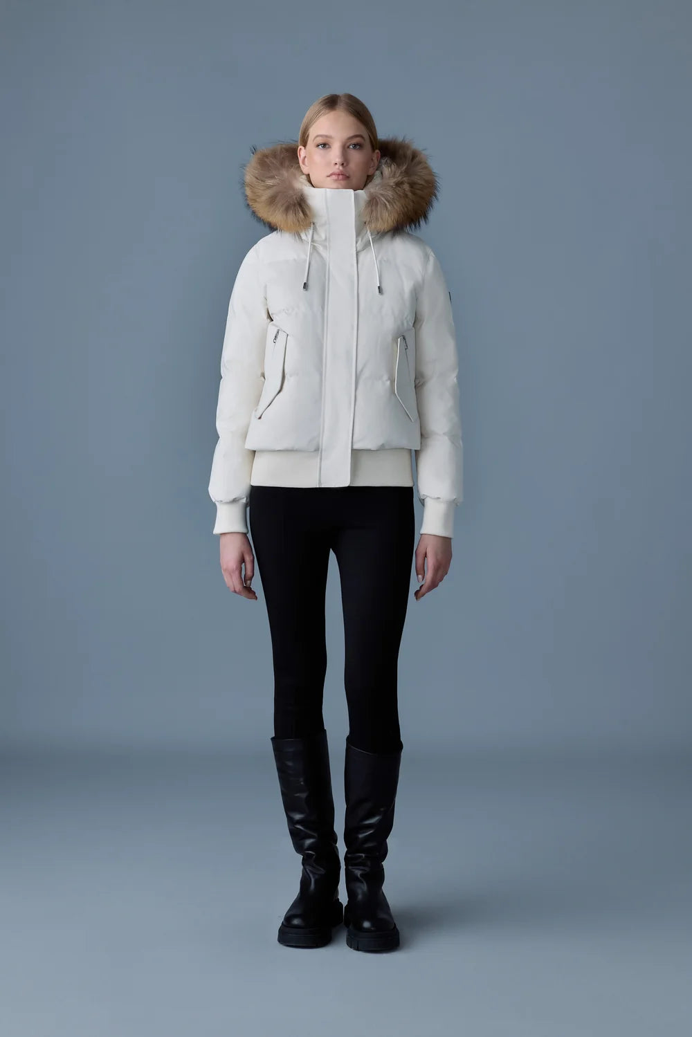MKG-NEFI-F CREAM FUR HOODED JACKET