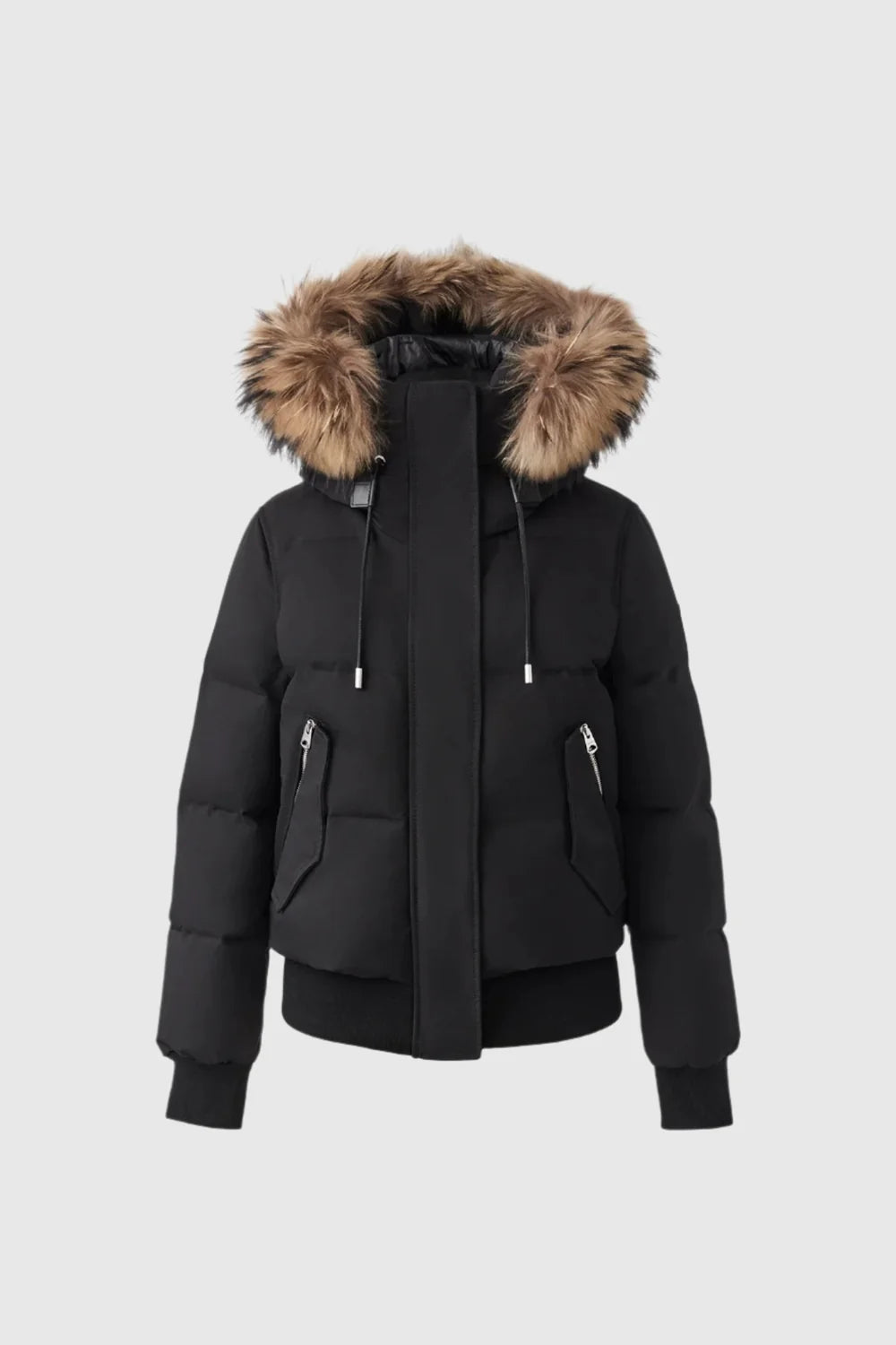 MKG-NEFI-F BLACK DOWN FUR TRIMMED JACKET