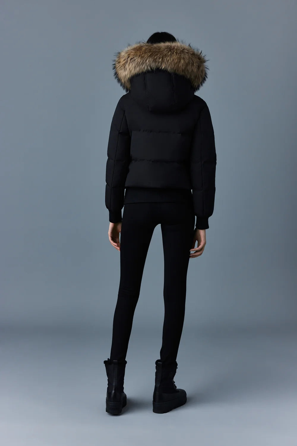 MKG-NEFI-F BLACK DOWN FUR TRIMMED JACKET