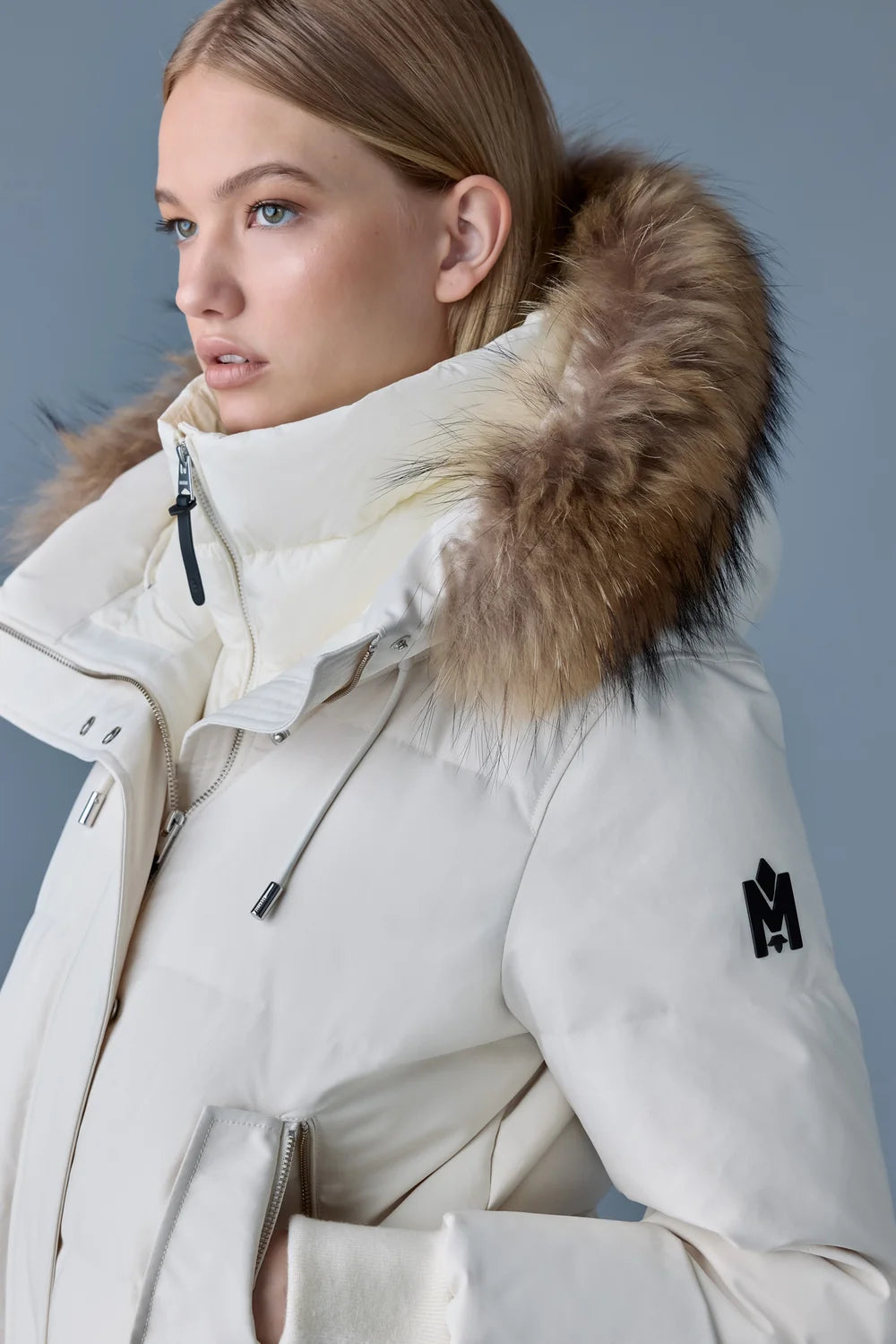 MKG-NEFI-F CREAM FUR HOODED JACKET