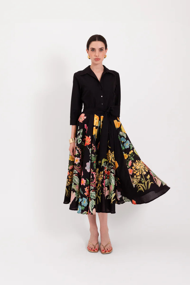 LAV-B7WD006 NINNI BLACK FLORAL PRINT DRE