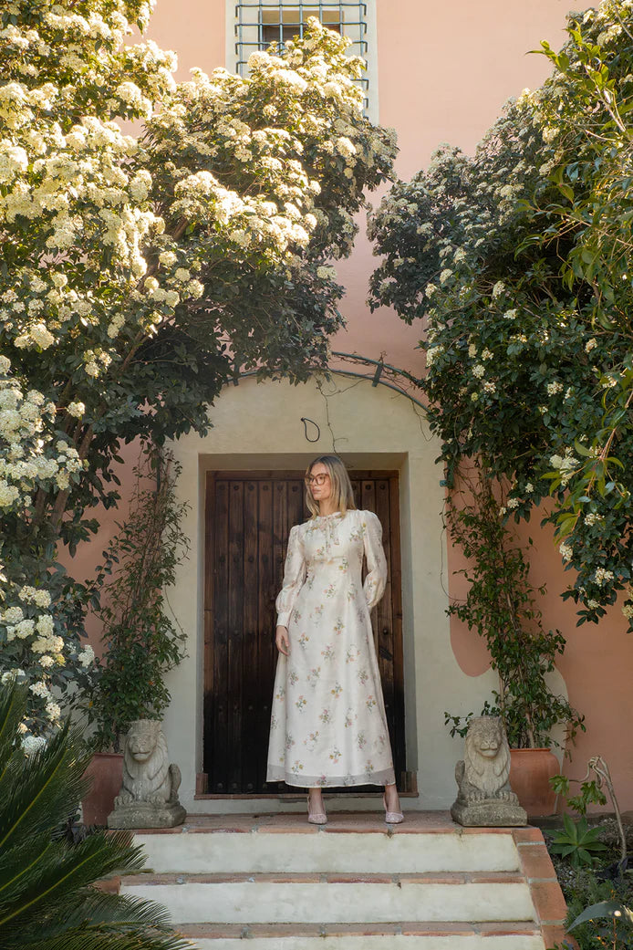 NOI-NR494B FLORAL PRINT ORGANZA DRESS