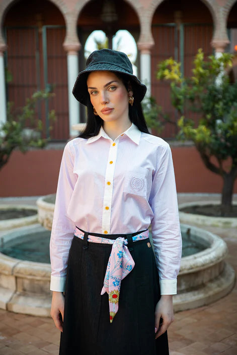 NOI-NR506B BLACK DENIM SCARF BELT SKIRT