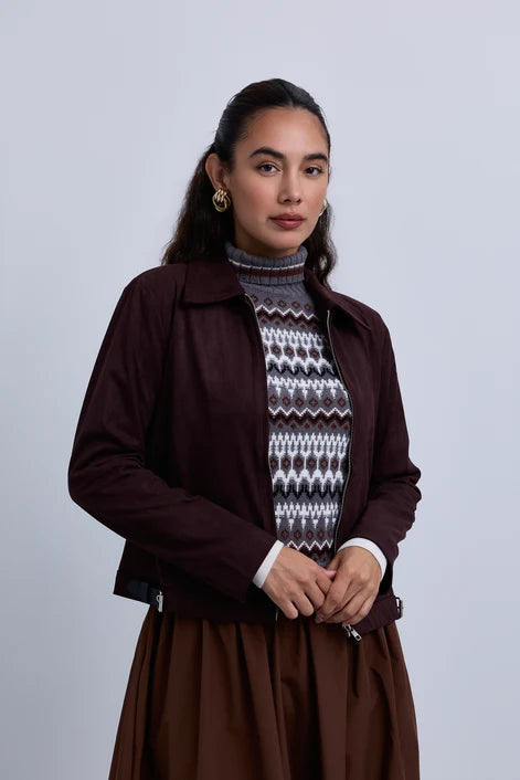 NOI-NR512 GREEN SUEDE ZIP JACKET
