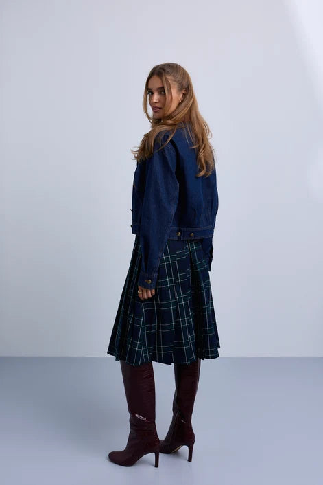 NOI-NR514 BLUE DENIM&BURGANDY JACKET