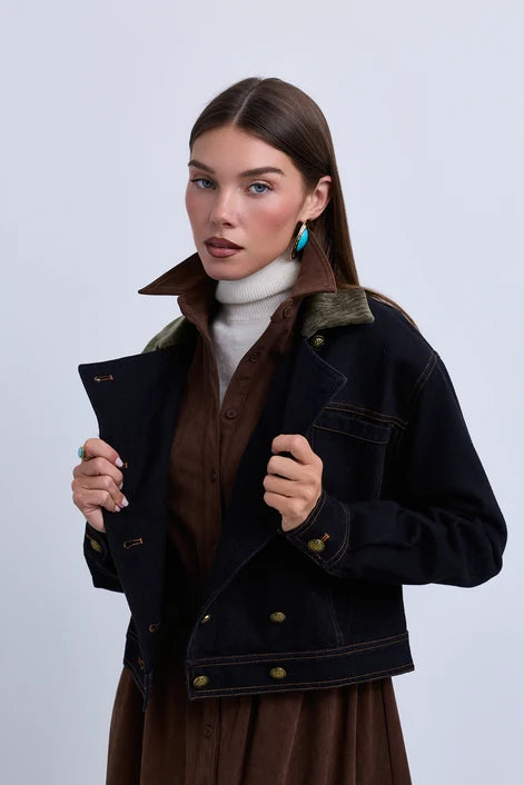 NOI-NR514 BLACK DENIM&GREEN JACKET