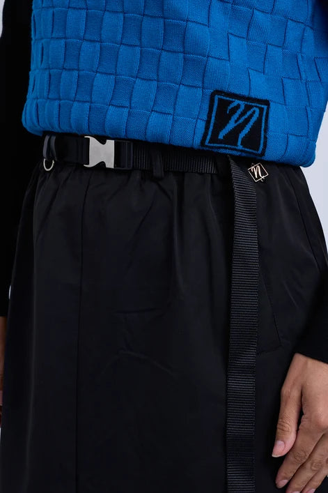 NOI-NR532 GREEN TAFFETA BUCKLE BELT SKIRT