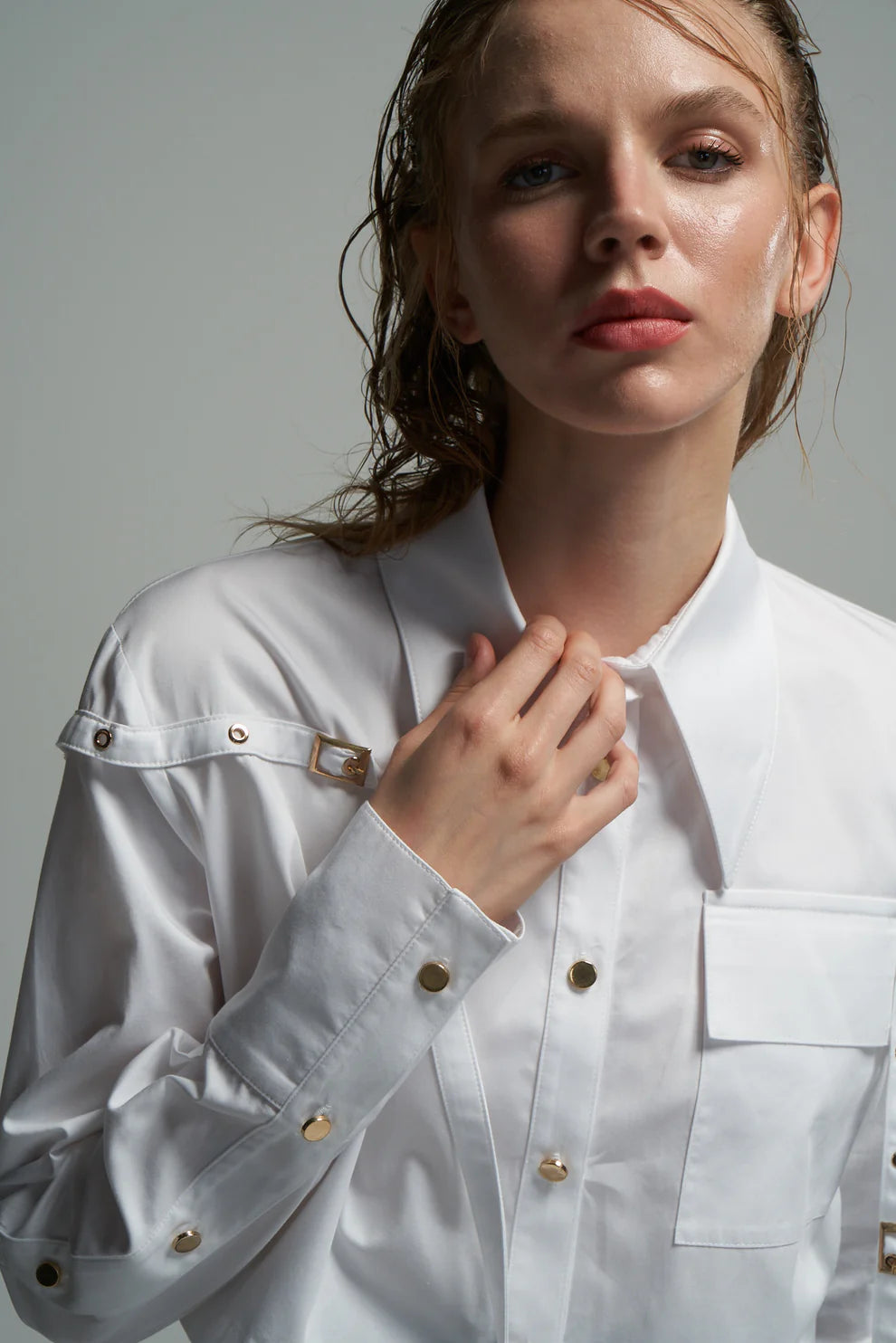 MAM-6531 WHITE BUTTON BLOUSE
