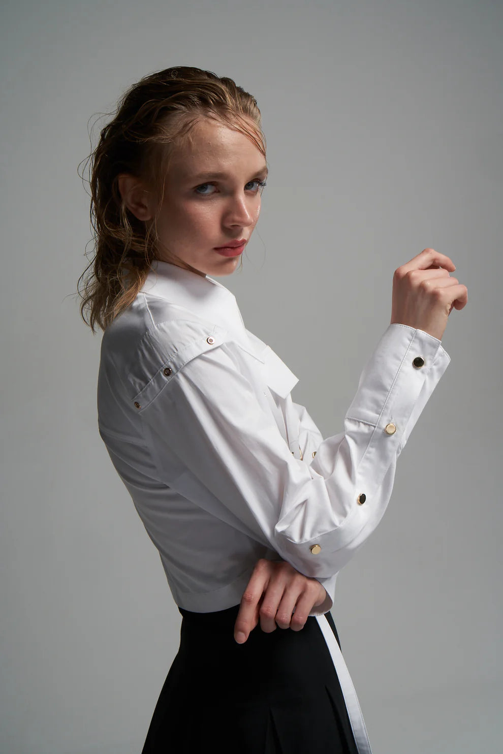 MAM-6531 WHITE BUTTON BLOUSE