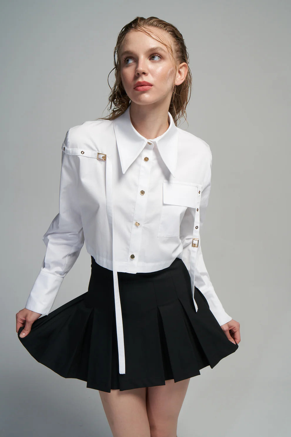 MAM-6531 WHITE BUTTON BLOUSE