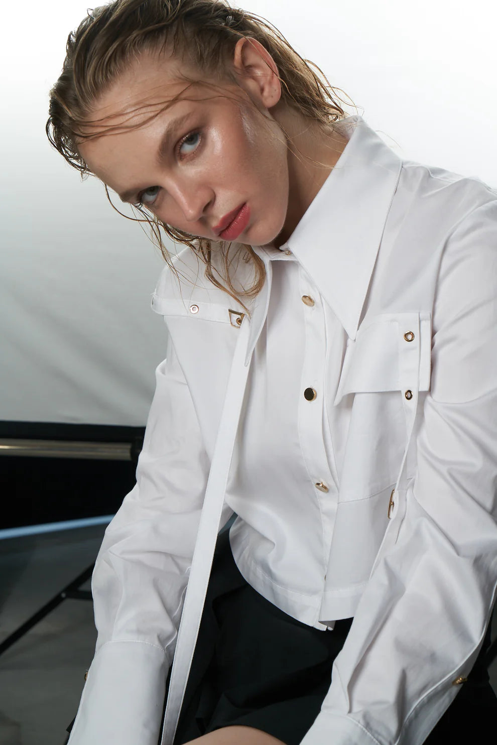 MAM-6531 WHITE BUTTON BLOUSE