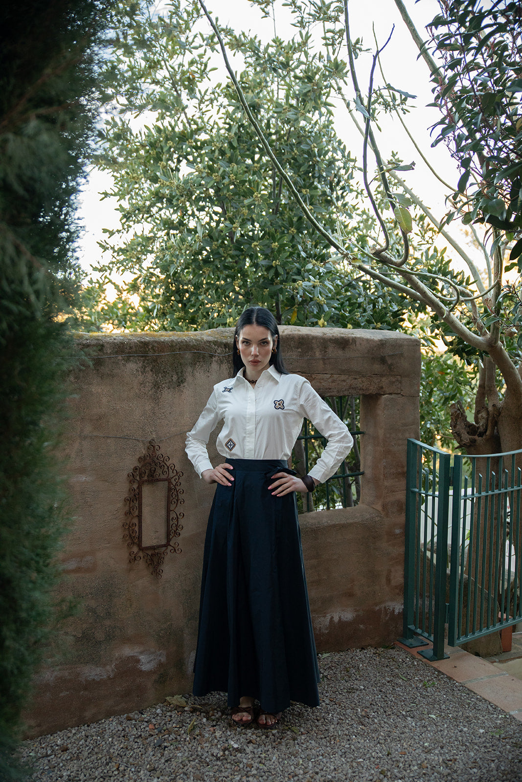 NOI-7413 NAVY WRAP TAFFETA SKIRT
