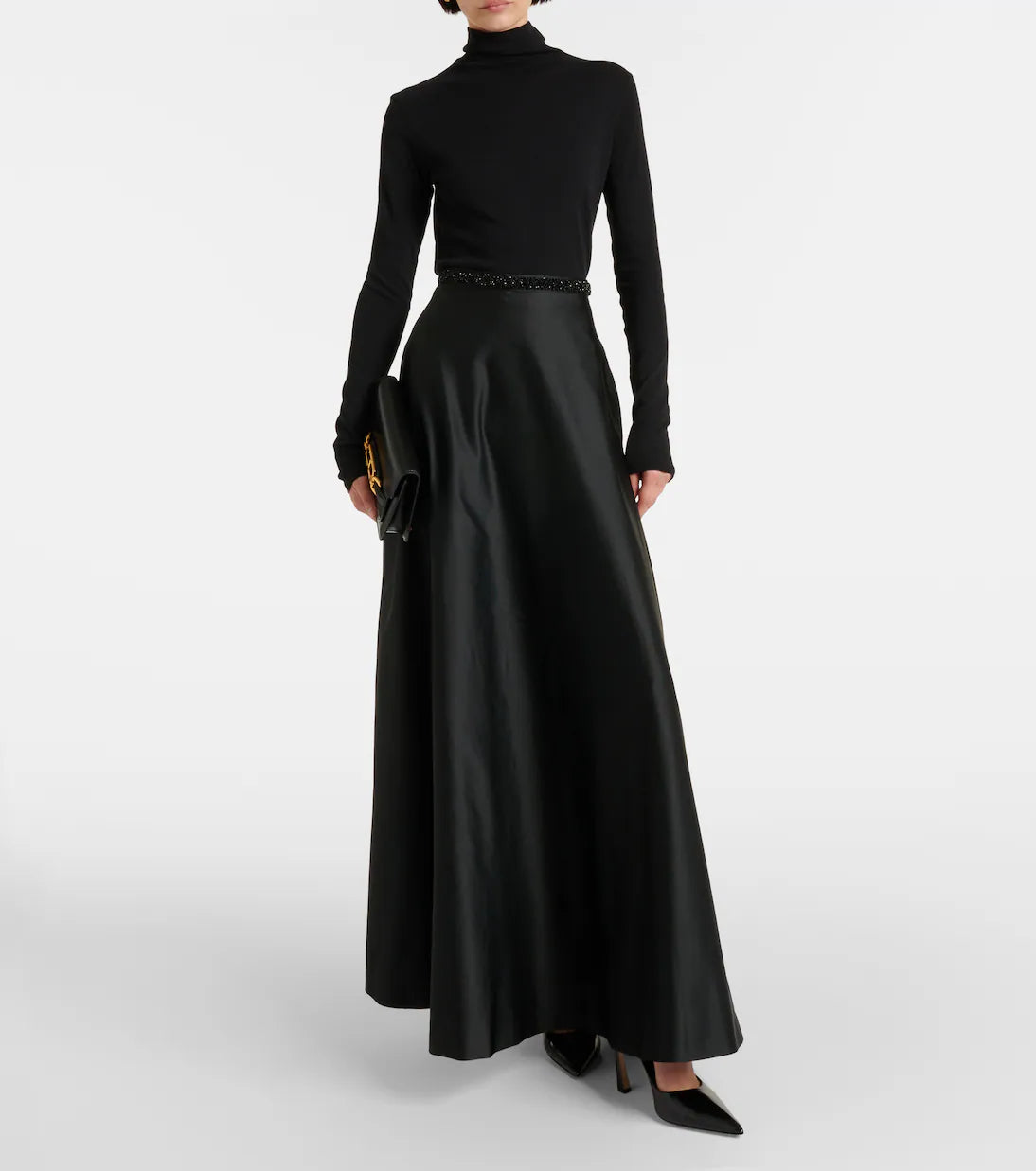 MAX-2421001 BRASILE BLACK SATIN SKIRT