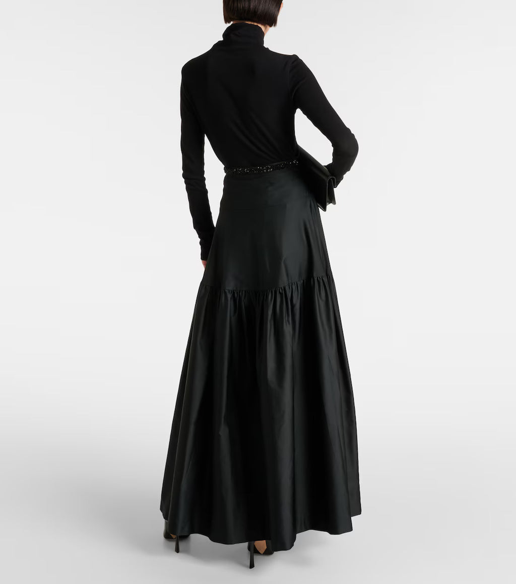 MAX-2421001 BRASILE BLACK SATIN SKIRT